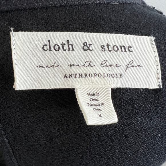 ANTHROPOLOGIE Cloth & Stone Black Bell Sleeve Keyhole Back Long Sleeve Top Sz M - Picture 7 of 9